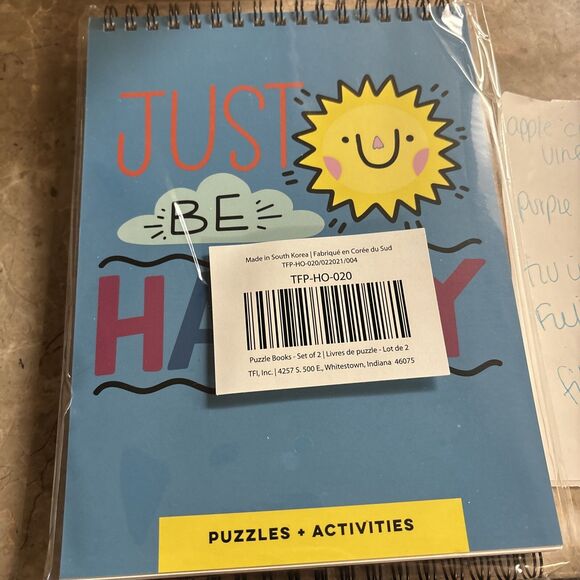 Just Be Happy Puzzles and Solutions 2 Spiral Brain Activity Books TF Publishing - Picture 1 of 2